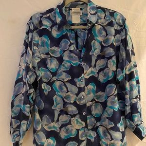 Vintage Missoni Donna floral silk button front 90s blouse XL